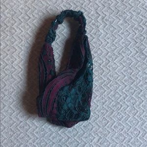 Purple and green lace headband